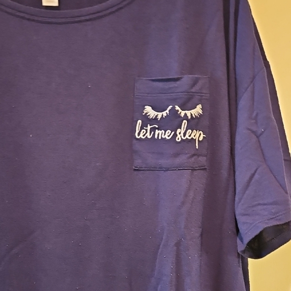 Cacique Blue and White Pajama Sleep Shirt Relaxed Fit - Picture 3 of 11